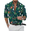 Chemises décontractées pour hommes Cardigan extérieur à la mode pour hommes Vert Éléments de Noël 3D accrocheurs Impression Revers hawaïen Séchage rapide