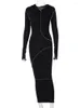 Casual Dresses Maxi Sweet 3XL Black Long Dress 2023 Spring Slim Elegant Sexig Tight Hoodie Hooded Tops Korean Top Boho C8by