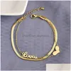 Catena di collegamento in acciaio inossidabile 2022 Moda gioielli di lusso 2 strati Amanti a forma di cuore Charm Bracciali spessi per Womenlink Lars22 Drop De Dhw9X