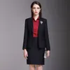 Deux pièces robe coréenne automne dames formelles bleu marine Blazer femmes costumes d'affaires avec ensembles vêtements de travail bureau uniforme grande taille jupe veste 230617