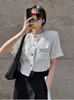 Camicette da donna 2023 Estate Coreano Elegante Moda Piccole Camicie Profumate Camicetta Asimmetrica Top Manica Corta Vintage Francese