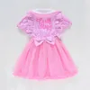 Vestidos de niña Vestido EM Bebé lindo Falda de manga corta Festival de mariposas Muñeca Collar Malla Princesa