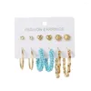 Boucles d'oreilles à tige 6 ou 9 paires/ensembles bijoux à breloques pêche coeur cristal pour femmes Vintage cercle ensembles Pendientes Mujer