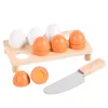 Kitchens Play Food Wooden Pretend Kitchen Kids Toys Simulation Egg Set Eggs To Cutting Girl Gifts Cooking Games 230617