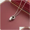 Pendentif Colliers Ras Du Cou Femmes Collier Pour Femme Amour Bijoux Or Double Anneau En Acier Inoxydable Jewlery Mode Ovale Verrouillage Rin Dhkwh