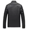 Men's Jackets Autumn Winter Fleece Jacket Men Casual Stand Collar Motorcycle PU Leather Coats Mens Outerwear Warm Plus Size 5XL 6XL