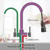 Badezimmer-Waschbeckenarmaturen, Onyzpily, mattschwarz, gefilterter Kran für die Küche, herausziehbarer Spray, 360-Grad-Wasserfilterhahn, Dual-Modi, Fauce 230616
