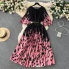 Casual Dresses Summer New Fashion Round Neck Pleated Dress Women's The Slim Beach Short Sleeve Party Clothes Vestidos Elegant310e