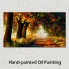 アーバンストリートキャンバスアート秋の手作りの手作りの抽象絵画モダンな装飾のための抽象絵画