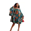 Roupa étnica Poliéster Vestido africano para mulheres Estampa de flores Decote ombro a ombro sem costas Vestido de festa à noite diário Vestidos africanos 230616