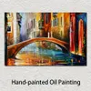 Modern Impressionist Canvas Wall Art Venice Bridge Dipinto a mano Street Landscape Painting per l'arredamento dell'appartamento