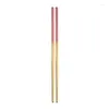 Chopsticks 5 Pairs Stainless Steel Square Chinese Stylish Healthy Light Weight Metal Non-slip Design Kitchen