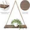 Decorative Objects Figurines Premium Wood Swing Hanging Rope Wall Mounted Floating Shelves Plant Flower Pot Indoor Outdoor Decoration Simple Design 230616