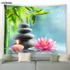 Arazzi Foresta Cascata Paesaggio Arazzo Spiaggia Albero di cocco Delfino Zen Buddha Giardino Appeso a parete Natale Home Living Room Decor 230616