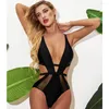 Kadın Mayo 2023 Seksi Siyah Kadınlar Mesh Hollow High Cut One Piece Mayo Mikro Monokini Mayo Takım Mujer Maillot de Bain S-XL