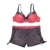 Fatos de Duas Peças Fato de Banho Feminino Conjunto de Biquíni Red Push Up Fato de Banho Feminino Sexy Acolchoado Alça Ajustável com Bordas Biquínis Preto Verão Maiô 230616