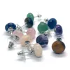 Brinco de design simples com várias pedras preciosas naturais curativas pingente oval brinco de joia para mulheres