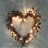 装飾的な花ハートシェイプレッドリースガーランドクラスターデイクリスマス暖炉の装飾飾り