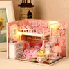 Architecture DIY House Cutebee DIY Miniature Kit Wooden Doll Houses With Furniture LED Lights for Children Birthday Gift 230617