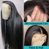 28 30インチのglueless透明なストレートレースの正面髪の女性のための女性のためのプリック180％密度ナチュラルブラック