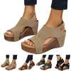 Sandali Donna Summer Solid Hook Loop Casual Open Toe Zeppe Comode scarpe da spiaggia Pizzo per