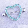 Nipple Rings Rhinestone Sier Stainless Steel Hypoallergenic Doublelayer Diamond Love Milk Beautif Cute Jewels Amazing Flower Surgica Dhu9L