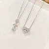 Chaînes coeur deux méthodes de port 925 pendentif en argent Sterling collier diamant pierre Unique mariage bijoux fins avec chaîne de 45 cm