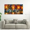 City Life Landscape Canvas Art The Song of Rain Hand Painted Kinfe målning för Hotel Wall Modern