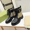 Top Quality Designer Boots Women Winter Metal Button Chain Shoes Leather Low Heel High Heels bind Boot