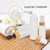 50ml 100ml 120ml 150ml Flat Shoulder Frosted Glass Spray Pump Bottles with Bamboo Lid for Skin Care Serum Lotion Shampoo Shower Gel Toi Kvhf