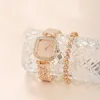 Wristwatches Luxury Full Star Square Dial Ladies Steel Strap Watch Trendy Rhinestone Set Quartz Fashion Temperament