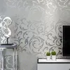 Muurstickers Grijs 3D Victoriaans Damast Reliëf Behangrol Home Decor Woonkamer Slaapkamer Bekleding Zilver Bloemen Luxe Papier 230616