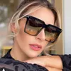 نظارة شمسية Ovoyan Retro Women Women Square Big Frame Gradient Gradient Sun Glases Vintage Gafas de Sol Mujer