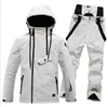 Solid color ski suit set for women's windproof, waterproof, warm, breathable winter snow skiing equipment