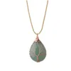 Hänge halsband träd av livstråd wrap vatten droppe halsband naturlig ädelsten diy smycken gör leverans hänge dhhgk