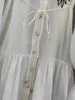 Lässige Kleider Hohe Qualität Langes Hemd Kleid 2023 Frühling Sommer Frauen Exquisite Stickerei Flare Sleeve Seide Baumwolle Weiß