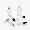 Clear Glass Essential Oil Parfym Bottles Liquid Reagent Pipett Droper Bottle With Silver Cap White Tip Top 5-100 ml ABGBR