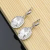 Boucles d'oreilles pendantes en argent sterling 925 avec zircon cubique blanc Accessoires de mariage pour femmes Drop