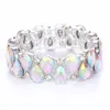 Bangle 16 Colors Elegant Crystal Cuff Bangles Tear Drop Bracelet Women Stretch Bangle Indian Bridal Wedding Costume Jewelry Girl Gifts 230616