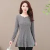 Women's Blouses 2023 Women Retro Elegant Office Lady Vintage Solid Color Slim Peplum Tops Belly Long Sleeve Tunic Basic Shirts Q350