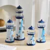 Objets décoratifs Figurines Style méditerranéen Nautique Océan Flash Phare Filet de pêche Étoile de mer Coquillage Métal Balise Tour Presse-papiers Ornement 230616