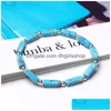 Beaded Lapis Lazi Bracelet For Men Natural Polished Rec Stone Bracelets Sier Color Round Beads Charm Bangle Women Jewlery Drop Deliv Dheou