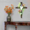Dekorativa blommor Garland Hoop Plants Decor Frame Ring Cross Wreath Rings Iron Accessory Diy Christmas