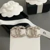 S925 Silver Crystal Hoop CC örhänge Lyxmärke Naturligt pärlörhänge Designer Mode Korean Edition Damörhänge Smycken Presenter