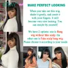 Synthetic Wigs Sexay Scalp Bang Human Hair Wig Raw Indian Straight Fringe Fake 8 24 Inch 200 Density For Women 230617