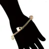 Link Bracelets XP Jewelry -- ( 21 Cm X 4 Mm ) Lock And Key Charm Bracelet For Women Gold Color Fashion Nickel