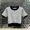 Women's Knits & Tees designer FW T-Shirt Sweater Designer Tops With Jacquard Embroidery Letter Print Runway Skim Crop Top Shirt High End Elasticity Pullover Sweaters