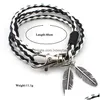 Bracelets De Charme Alliage Cuir Bracelet Manchette Plume Surf Paquet Réglable Uni 12 Pièces En Gros Couleur Mélange Drop Delivery Jewelr Dhhud