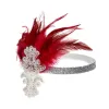 Fascinator mit Feder für Damen, eleganter Vintage-Strass-Perlen-Kopfschmuck für Damen, 1920er-Jahre-Party, Feder-Flapper-Retro-Stirnband