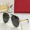 Sonnenbrille 2023 Marke Modedesigner Sommer Design 8158 Frauen Männer Metall Übergroße Vintage UV400 mit Box